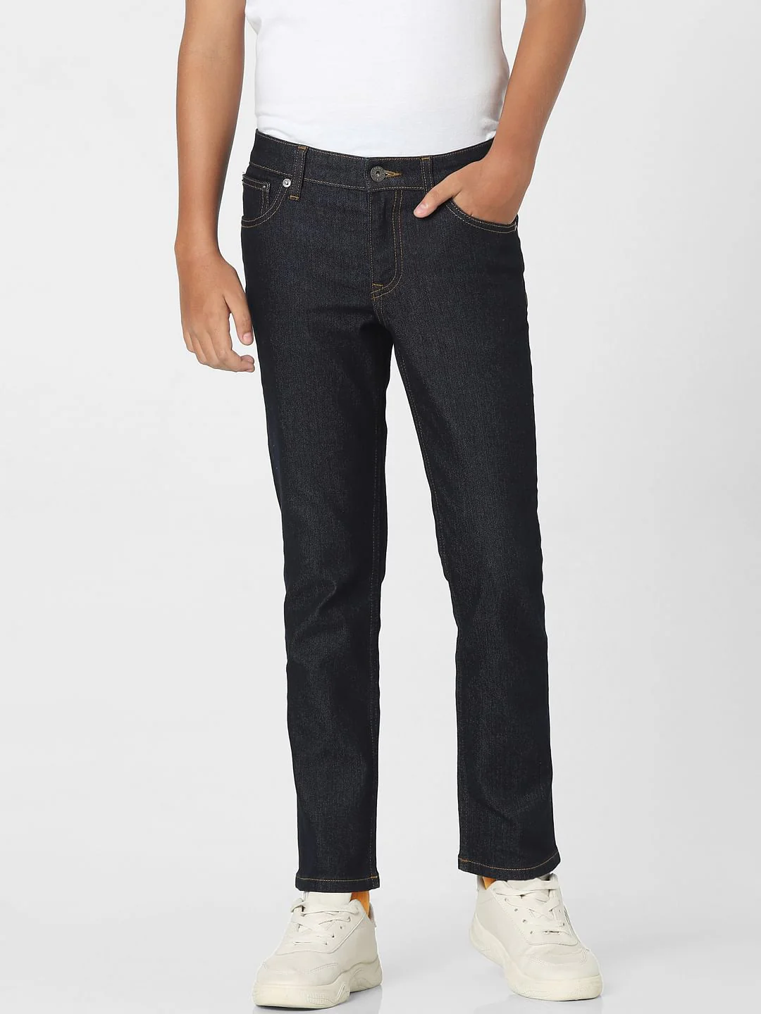 Dark Blue Mid Rise Regular Jeans - Image 2