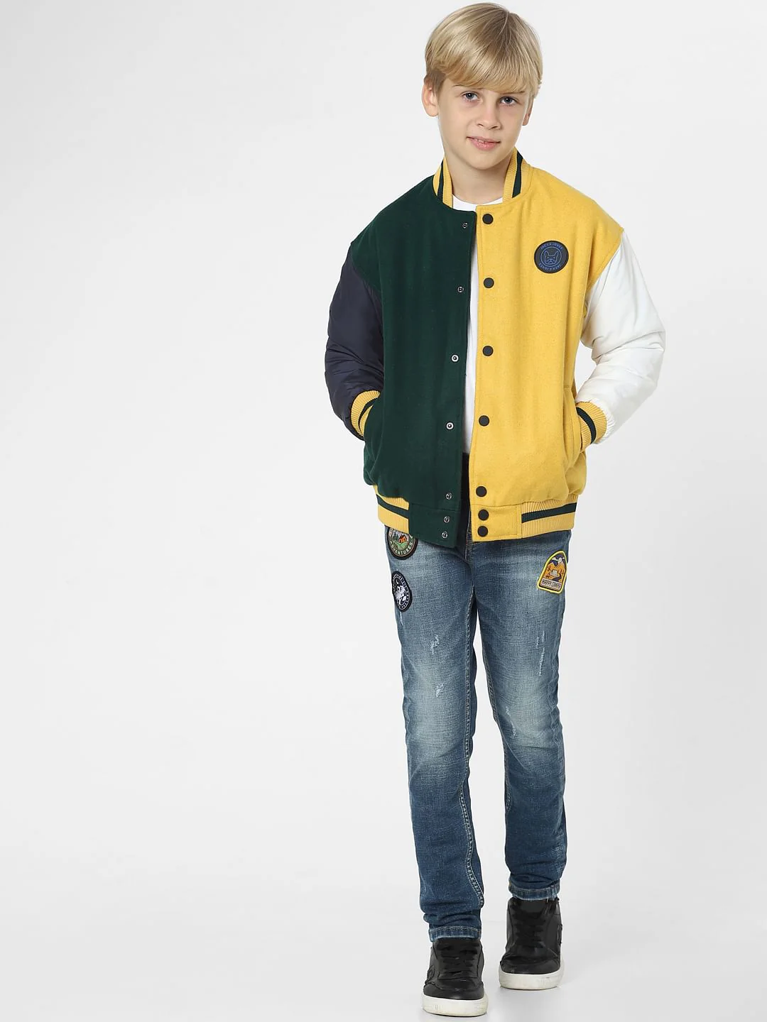 Boys Yellow Colourblocked Jacket - Image 6