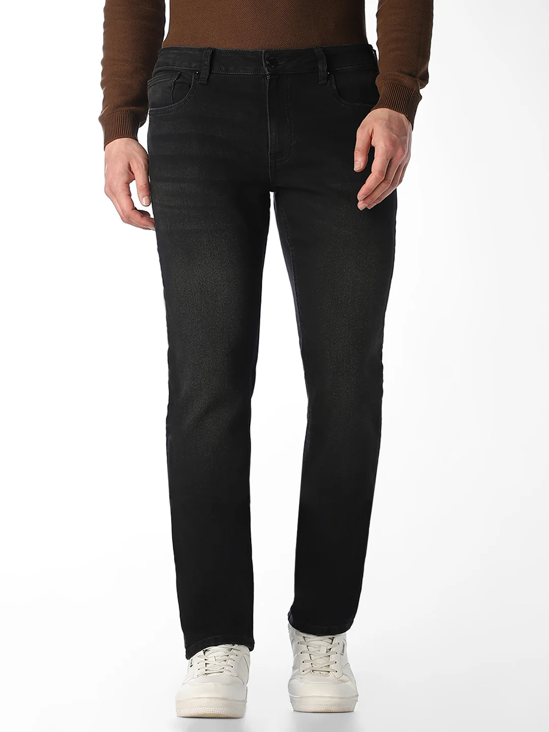 Black Mid Rise Clark Regular Fit Jeans