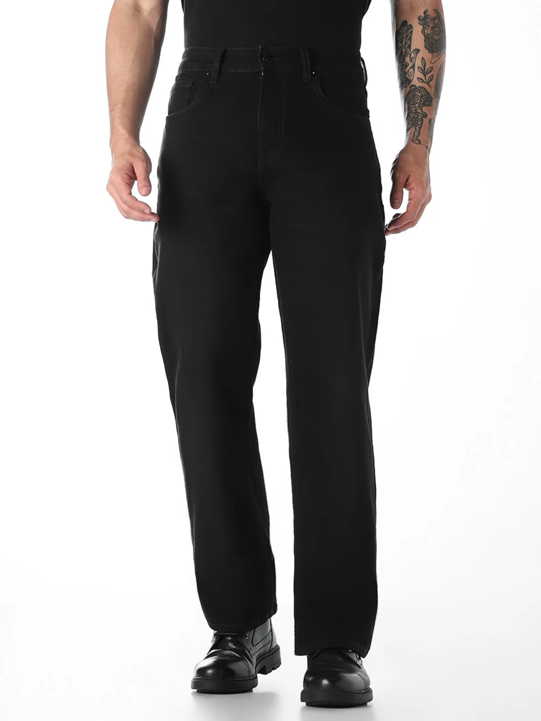 Black High Rise Faded Ray Bootcut Jeans