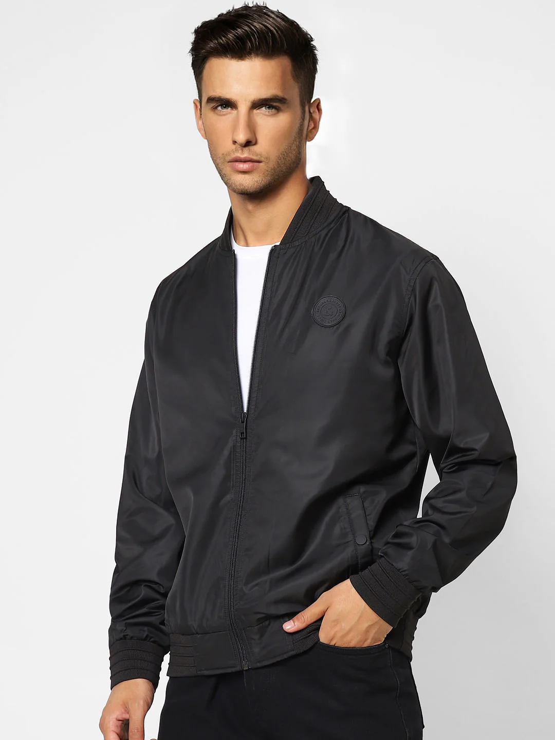 Black Zip-Up Casual Jacket - Image 2