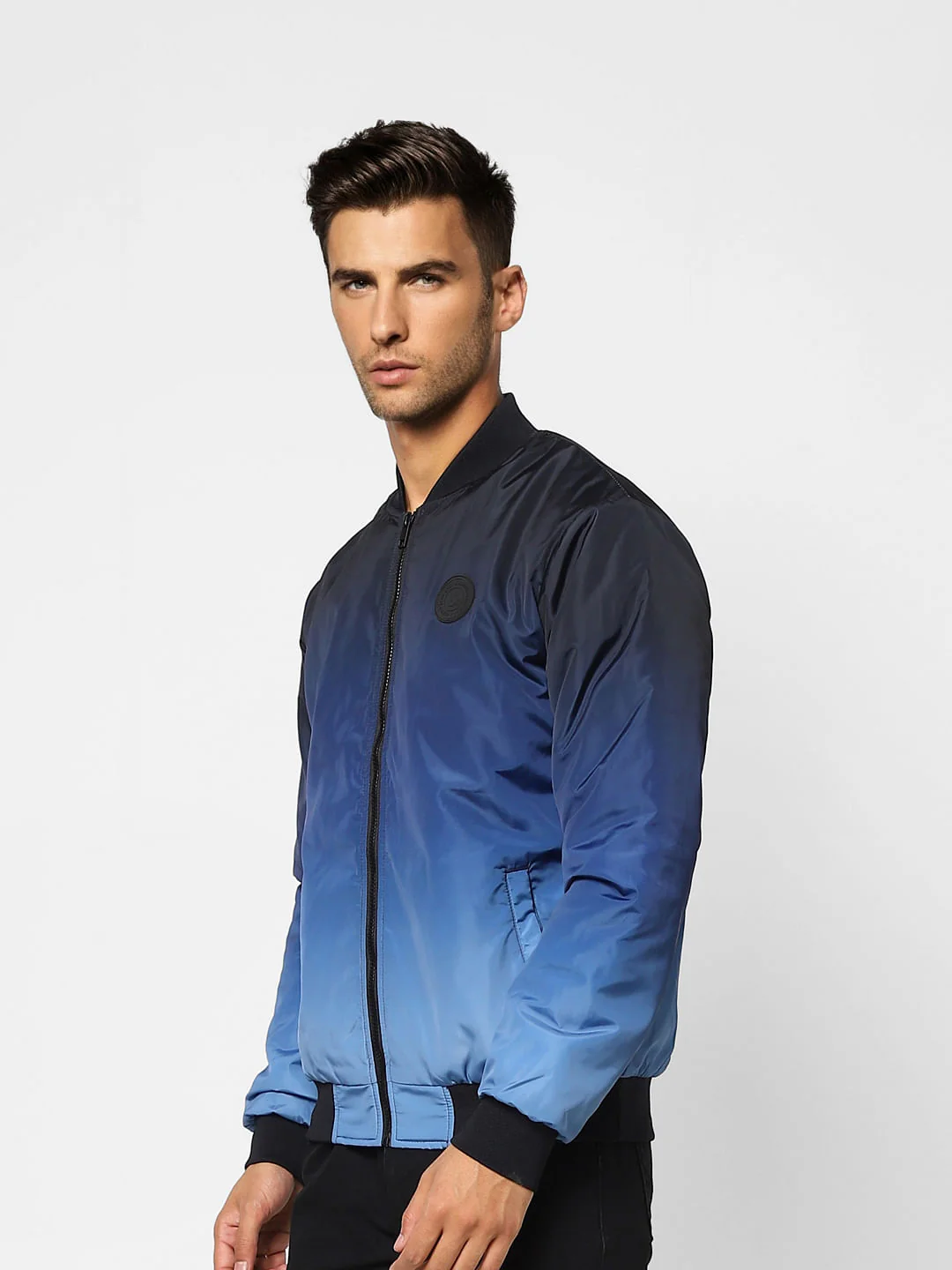 Blue Ombre Zip-Up Casual Jacket - Image 3