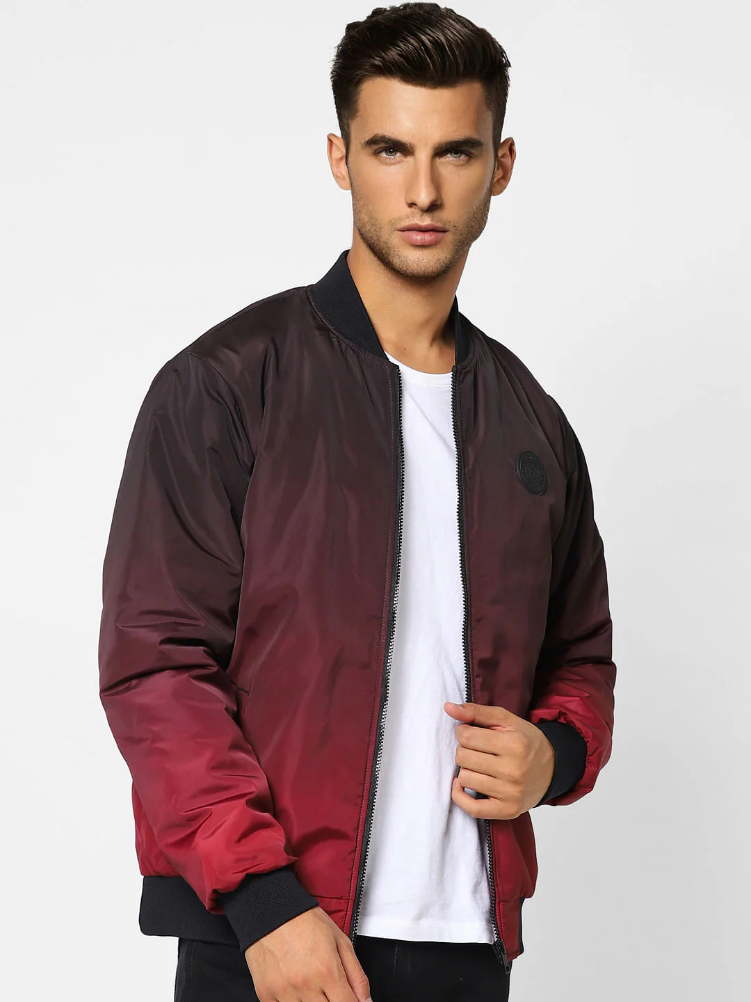 Red Ombre Zip-Up Casual Jacket - Image 2