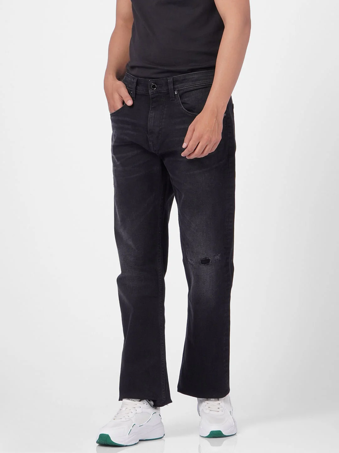 Black High Rise Distressed Ray Bootcut Jeans - Image 2
