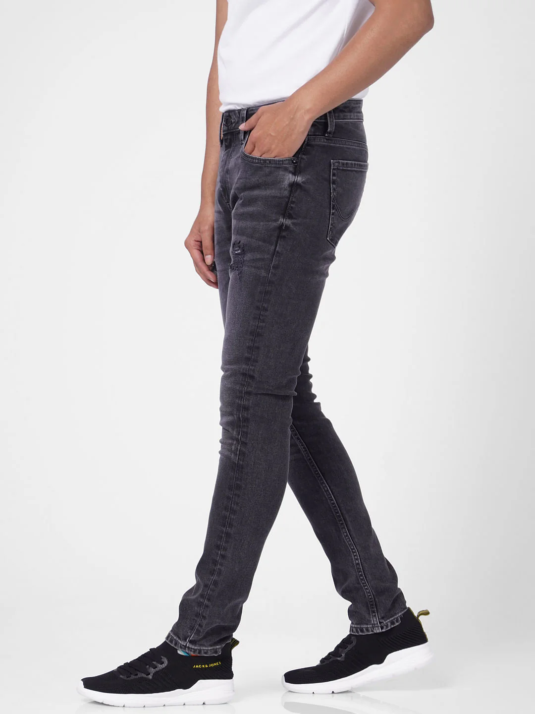 Grey Low Rise Distressed Skinny Jeans - Image 3