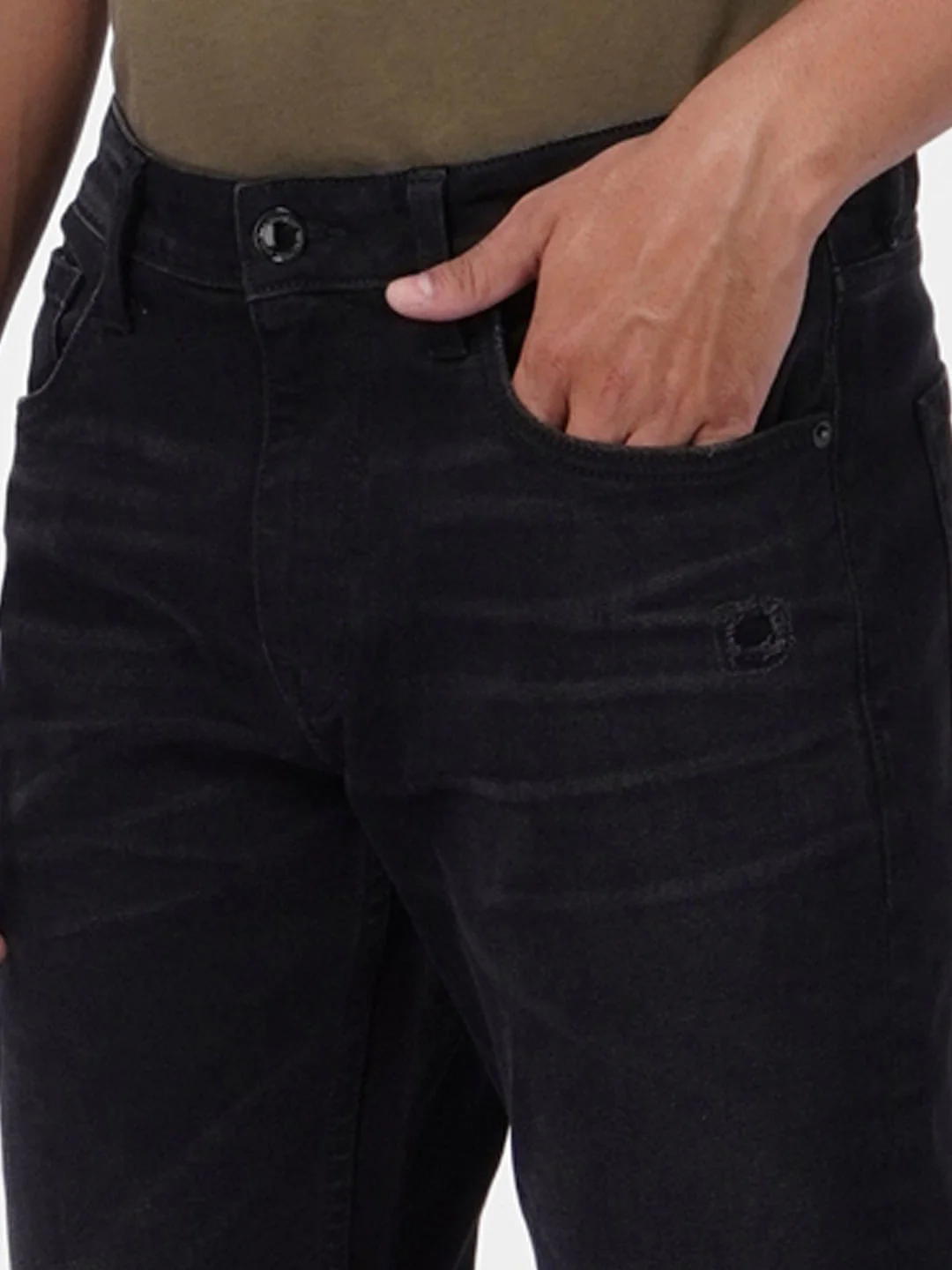 Black Low Rise Distressed Tim Anti Fit Jeans - Image 5