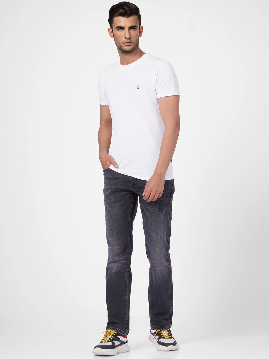 Black Mid Rise Distressed Clark Regular Fit Jeans - Image 6