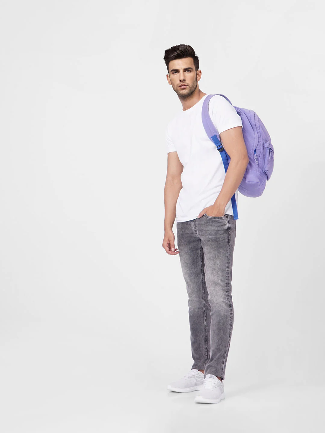 Grey Low Rise Washed Ben Skinny Fit Jeans