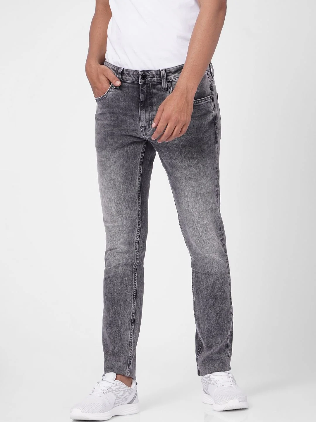 Grey Low Rise Washed Ben Skinny Fit Jeans - Image 2