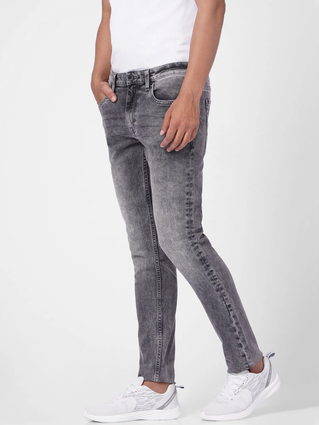 Grey Low Rise Washed Ben Skinny Fit Jeans - Image 3