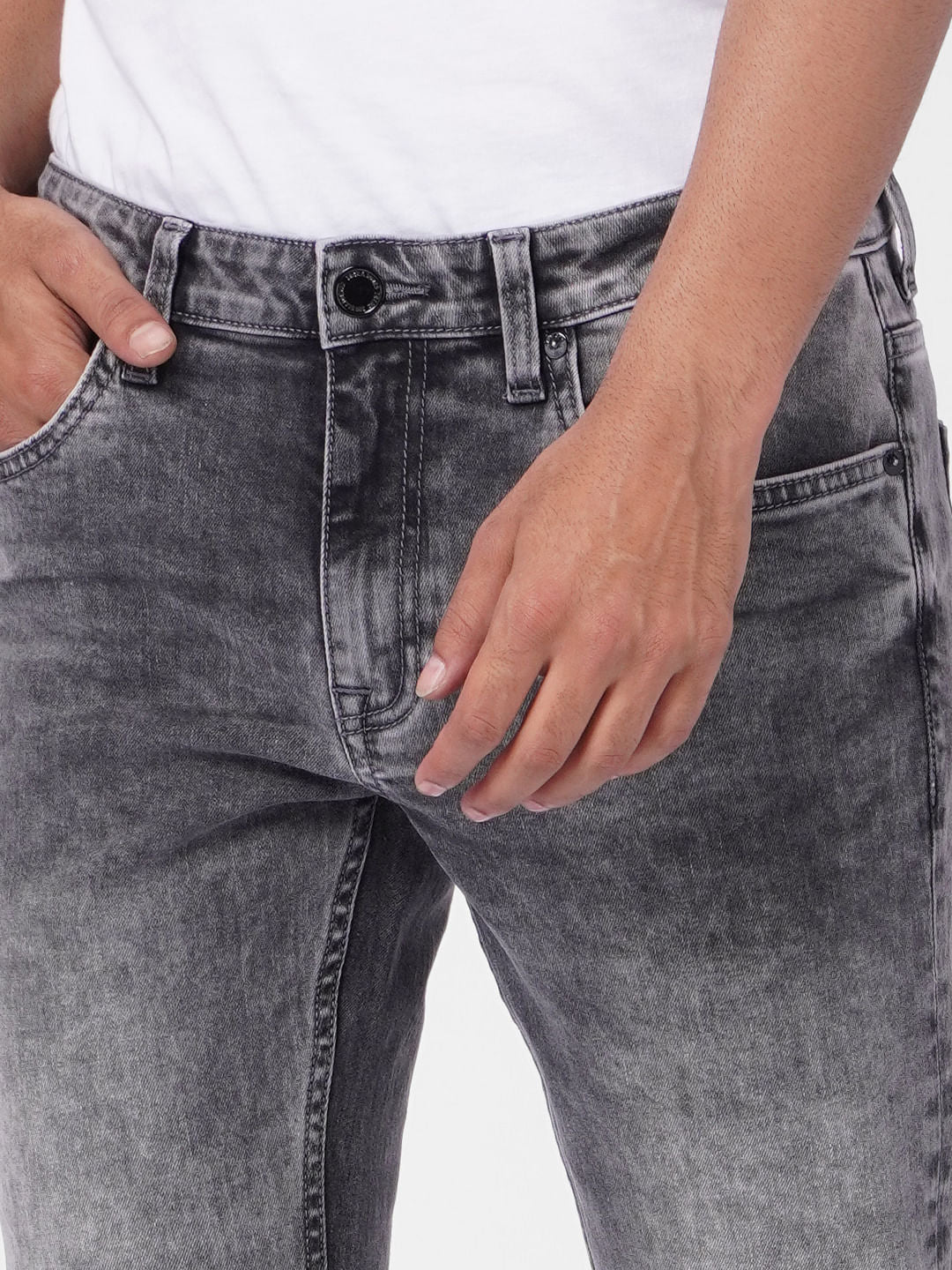 Grey Low Rise Washed Ben Skinny Fit Jeans - Image 5