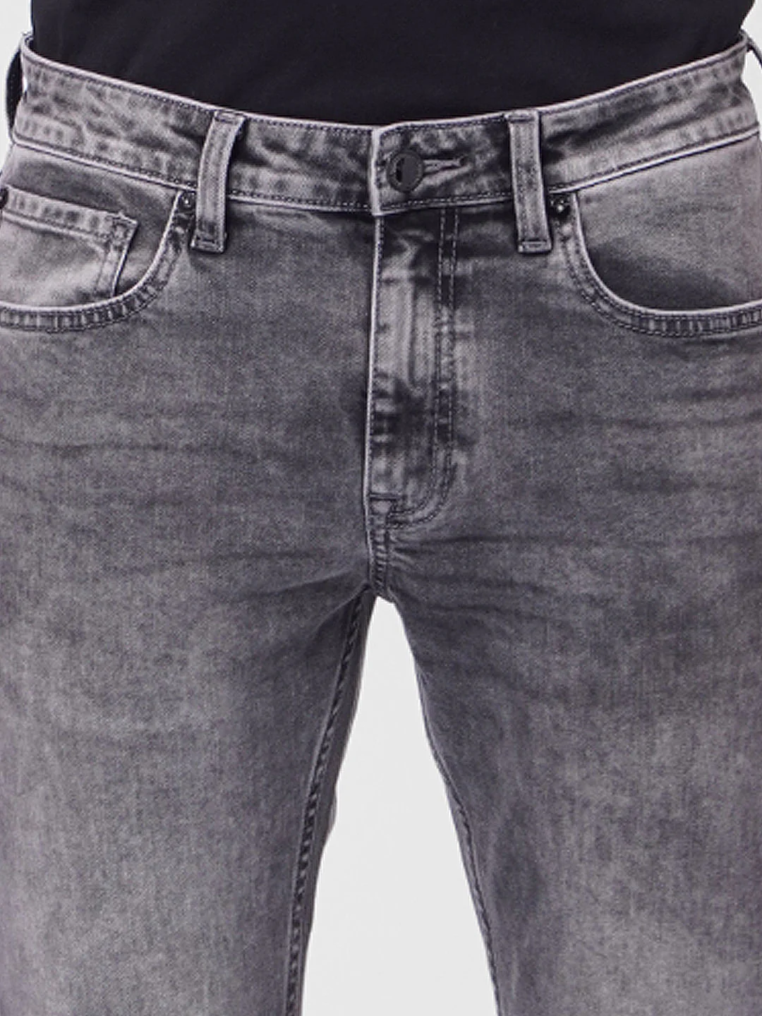 Grey Low Rise Washed Tim Anti Fit Jeans - Image 5
