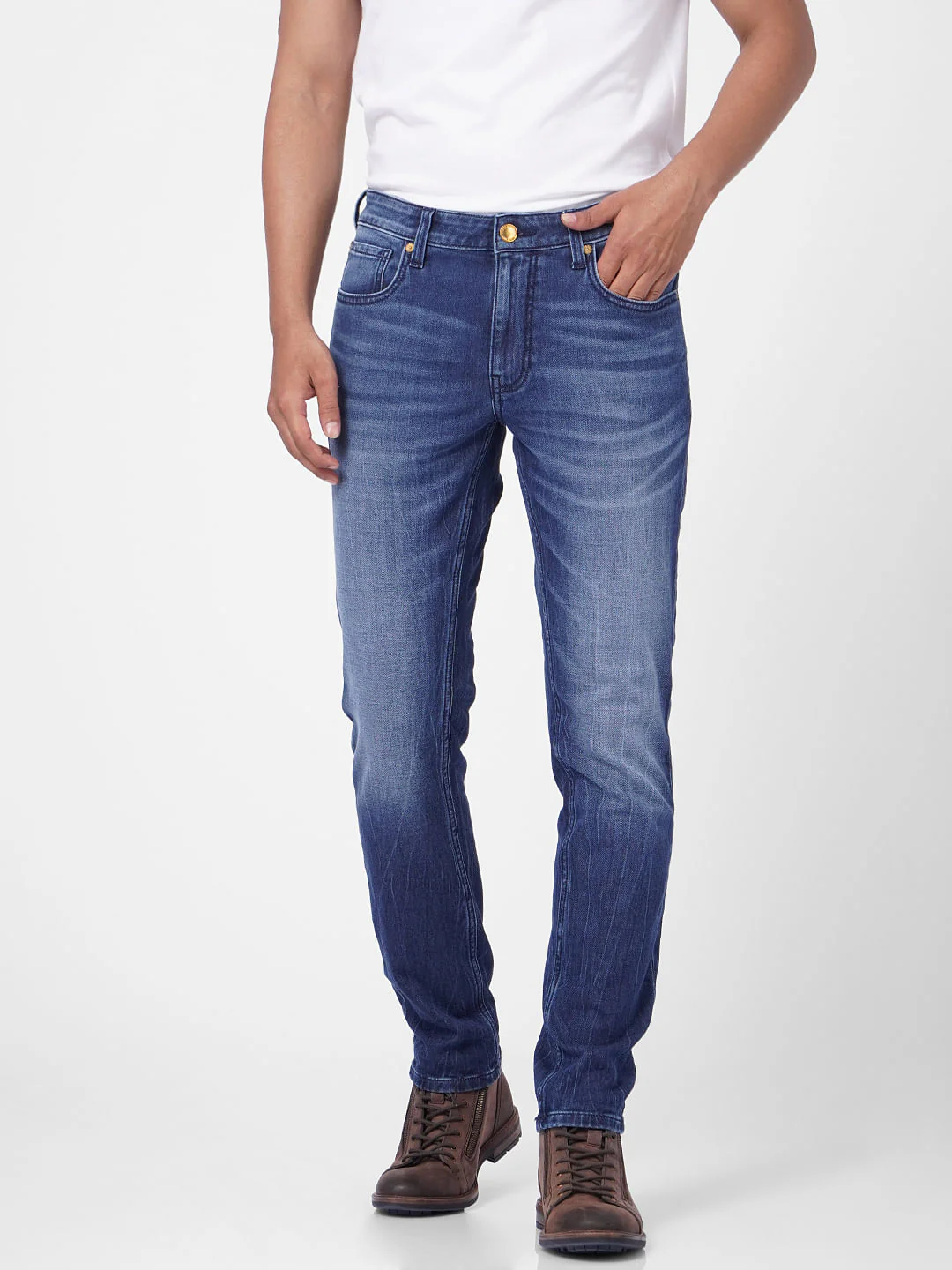 Blue Low Rise Washed Ben Skinny Jeans - Image 2