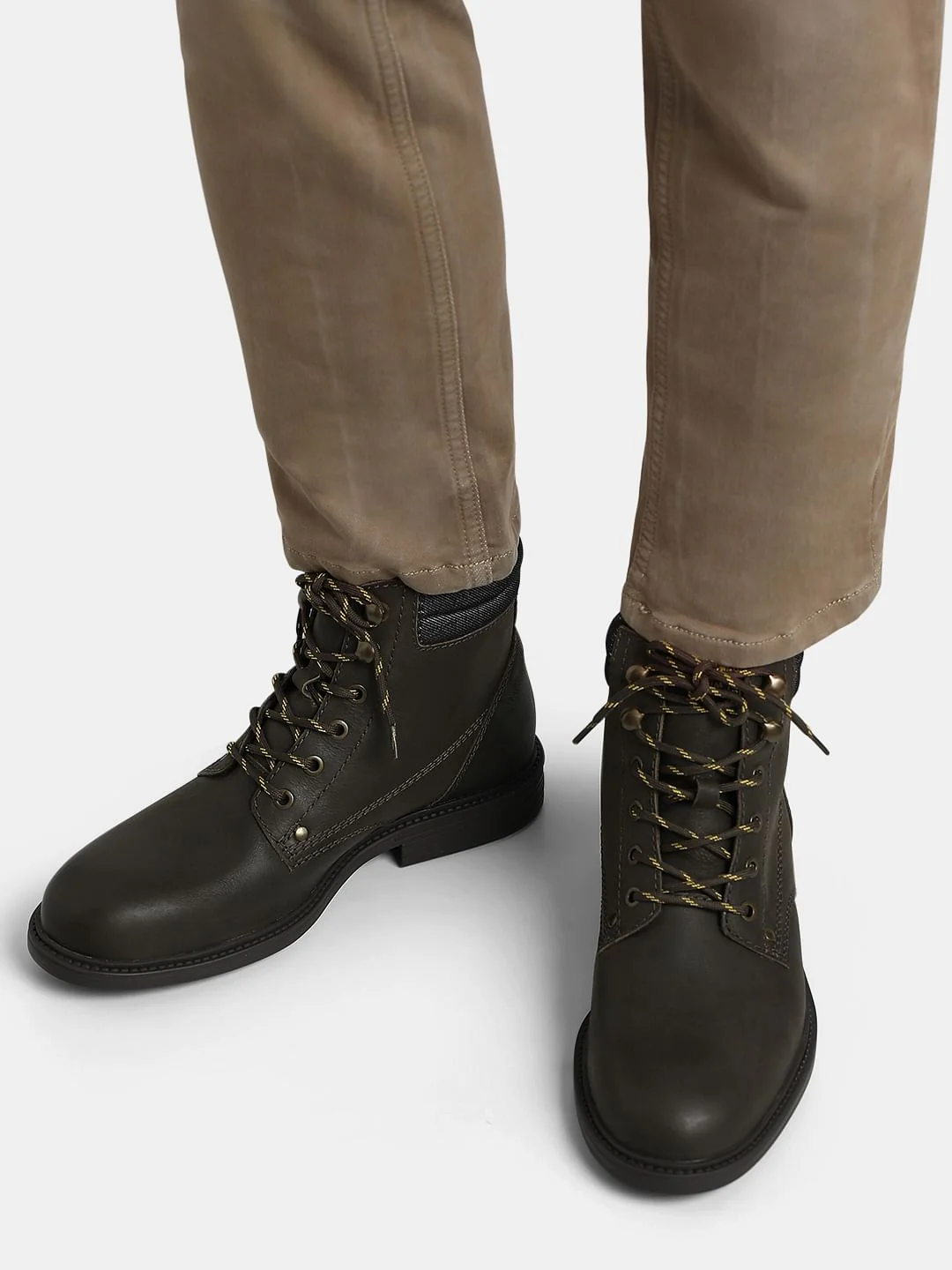Olive High-Top Leather Boots - Image 11