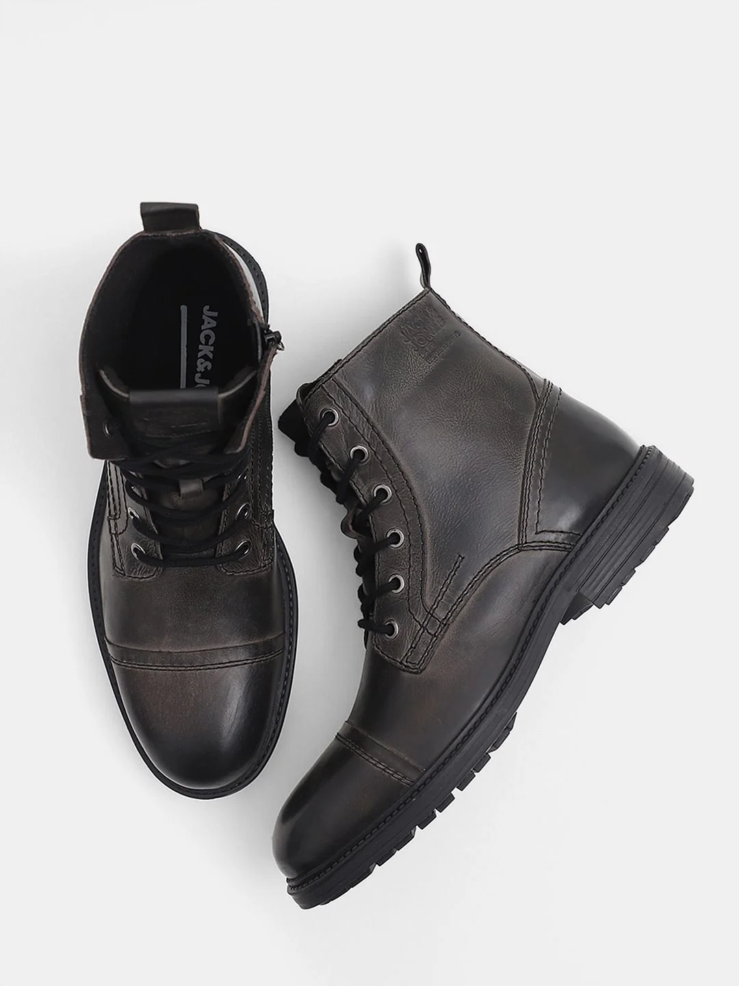 Black Mid-Top Leather Boots - Image 2