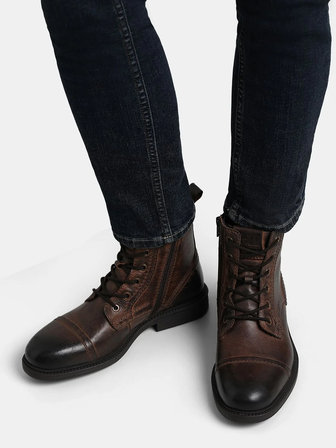 Brown Mid-Top Leather Boots - Image 8