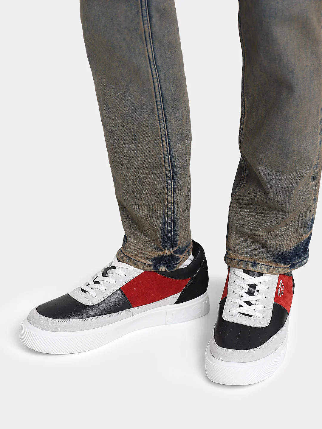 Black Colourblocked Leather Sneakers - Image 8