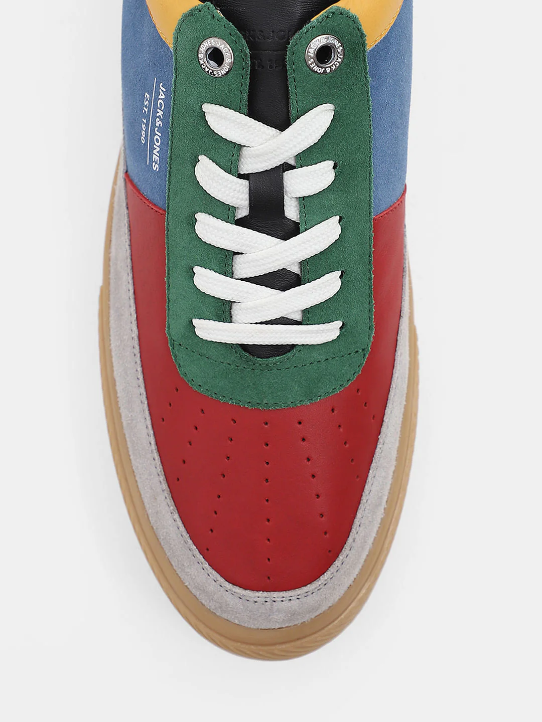 Red Colourblocked Leather Sneakers - Image 6