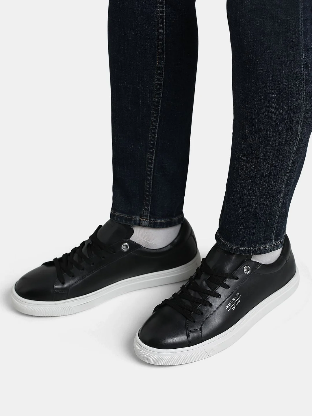 Black Leather Lace-Up Sneakers - Image 8