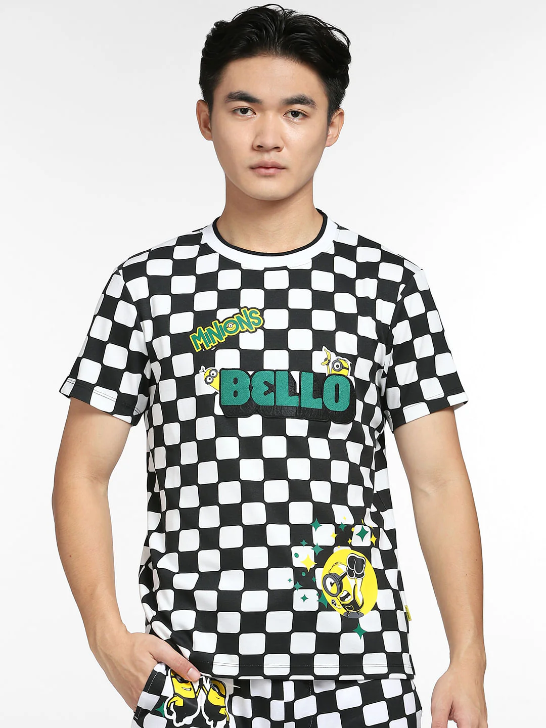 Minion White Check Print Co-ord T-shirt - Image 2