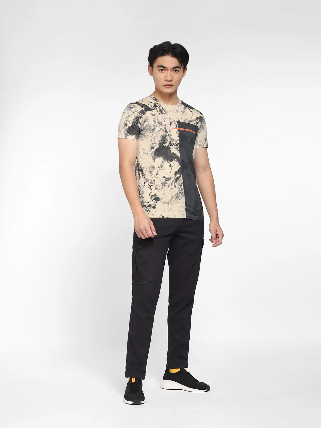 Beige Printed Crew Neck T-shirt - Image 6