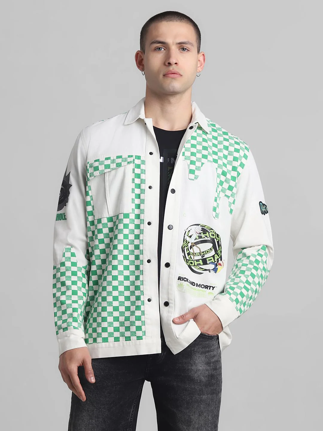 RICK & MORTY White Printed Full Sleeves Shirt - Image 2
