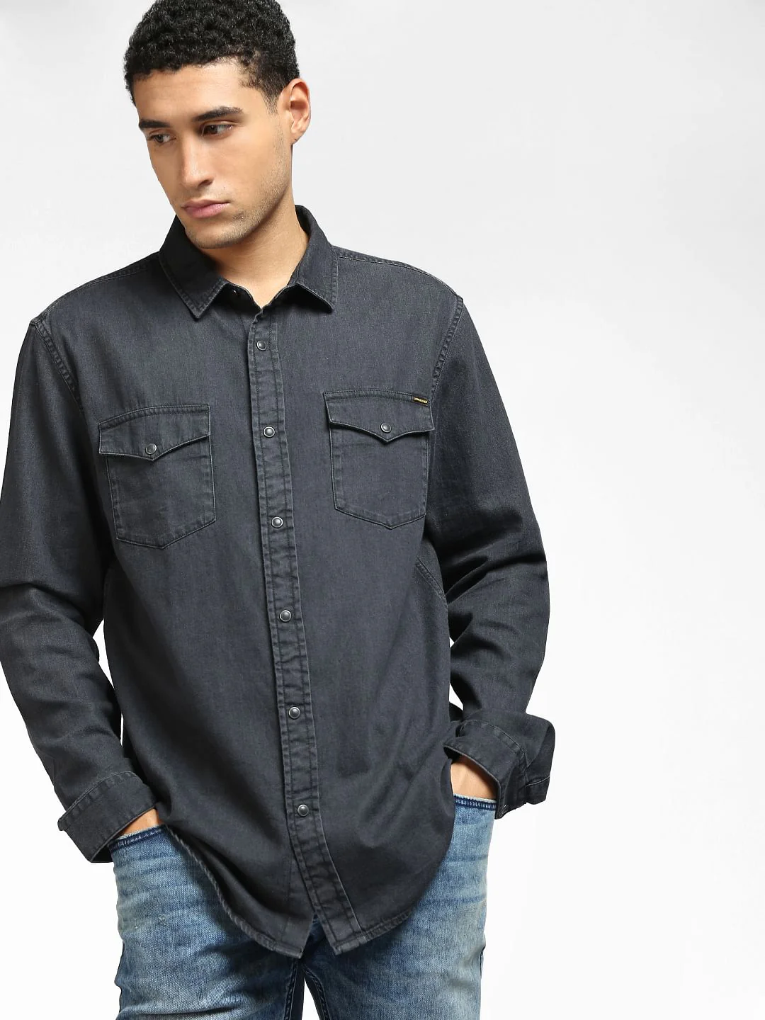 Black Denim Full Sleeves Shirt - Image 2