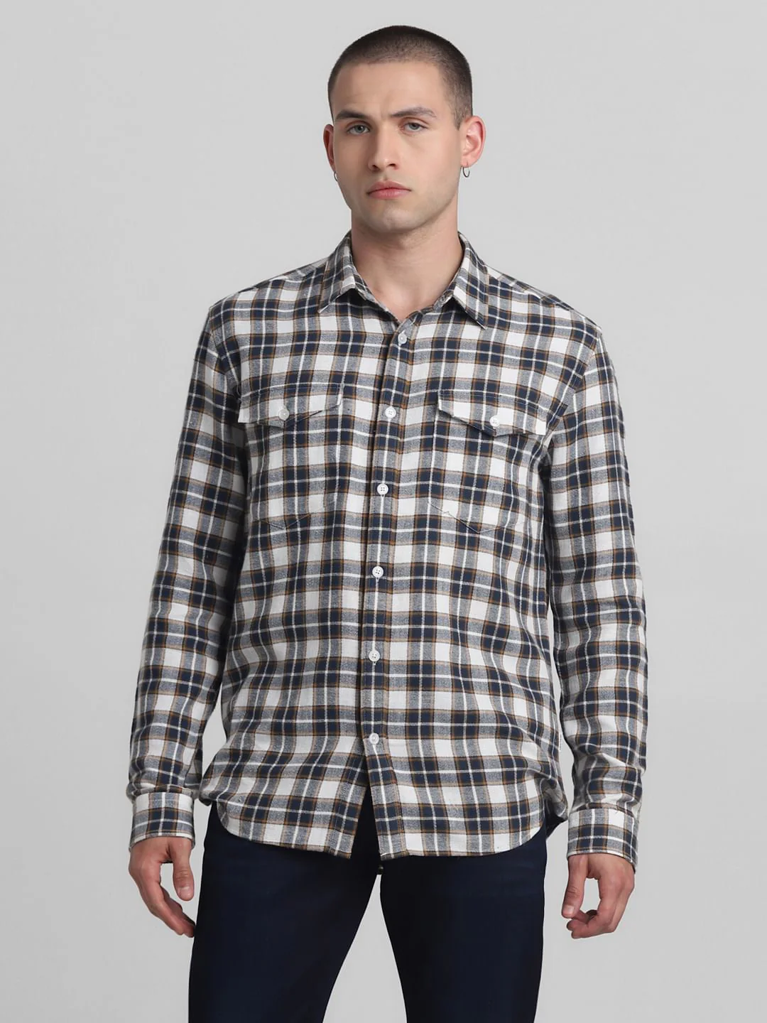 White Check Full Sleeves Shirt - Image 2