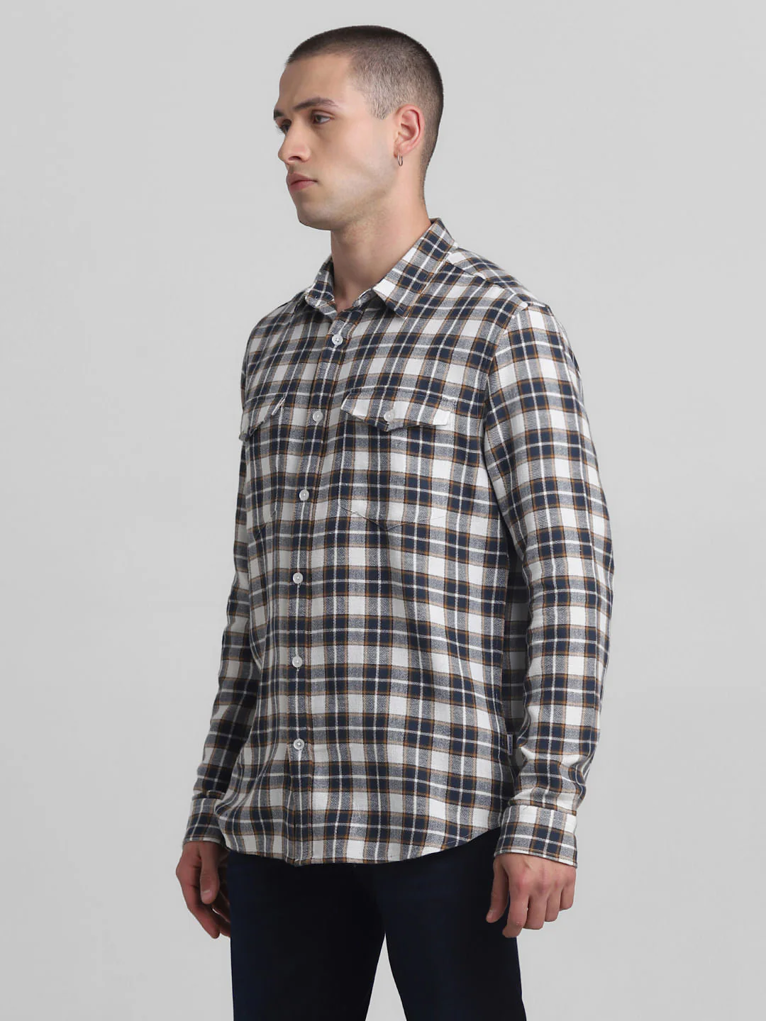 White Check Full Sleeves Shirt - Image 3