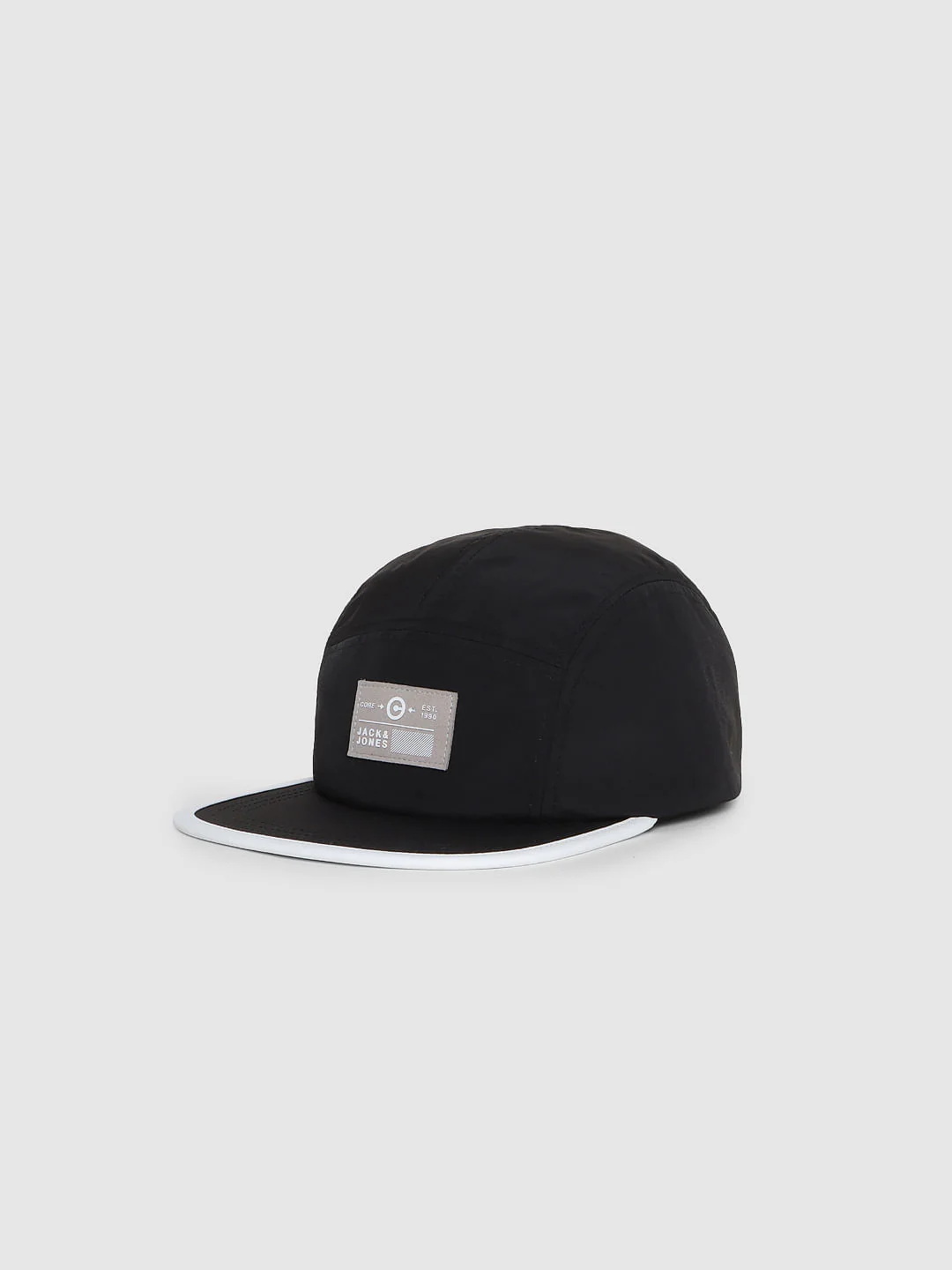 Black Logo Print Five Panel Cap - Image 5