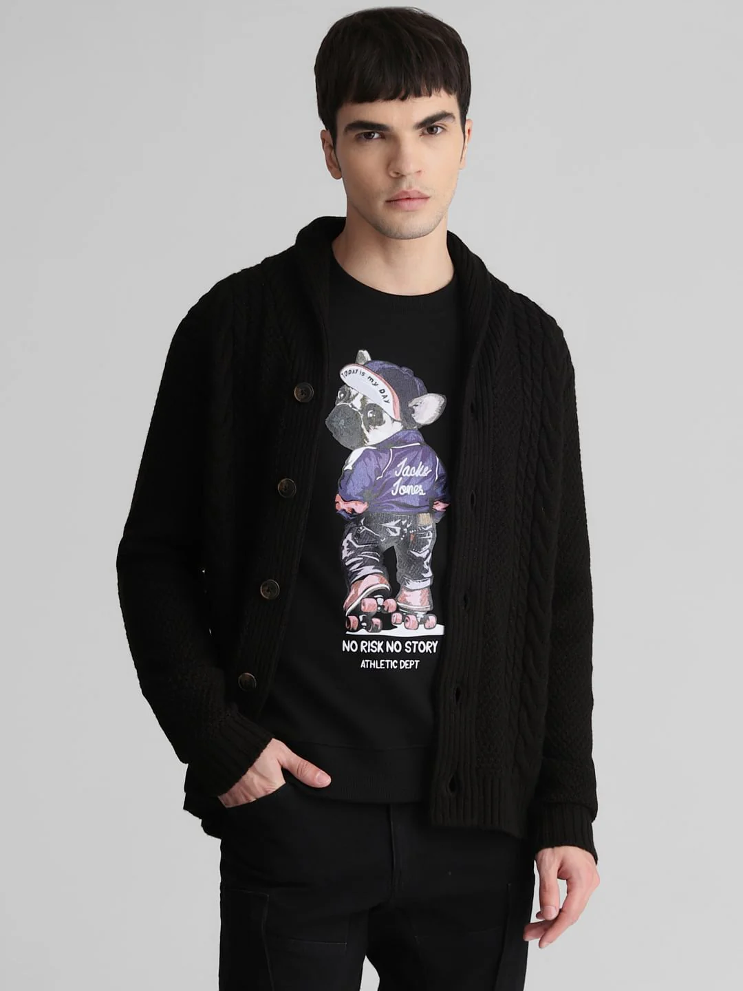 Black Knitted Cardigan - Image 2