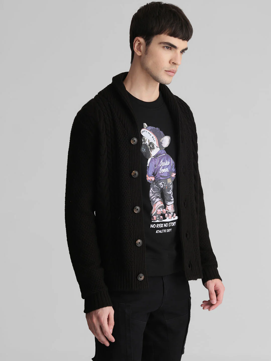 Black Knitted Cardigan - Image 3