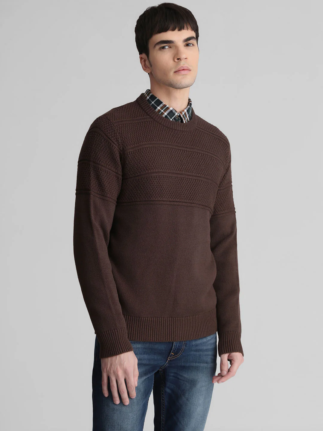 Brown Knit Crew Neck Sweater - Image 2