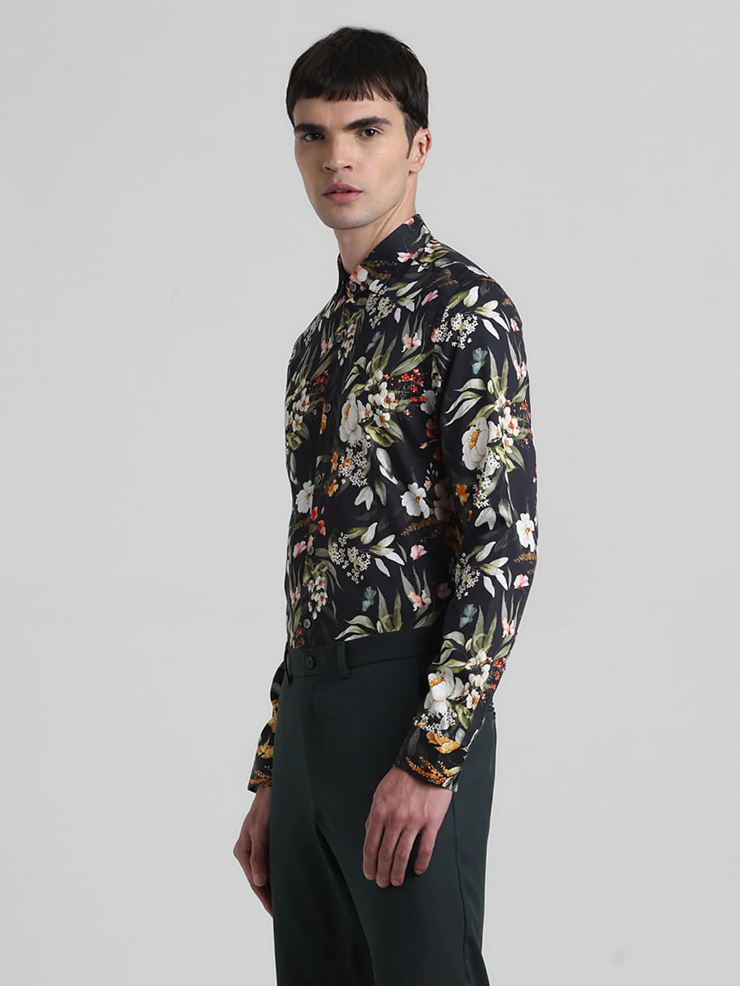 Black Floral Full Sleeves Shirt - Image 3