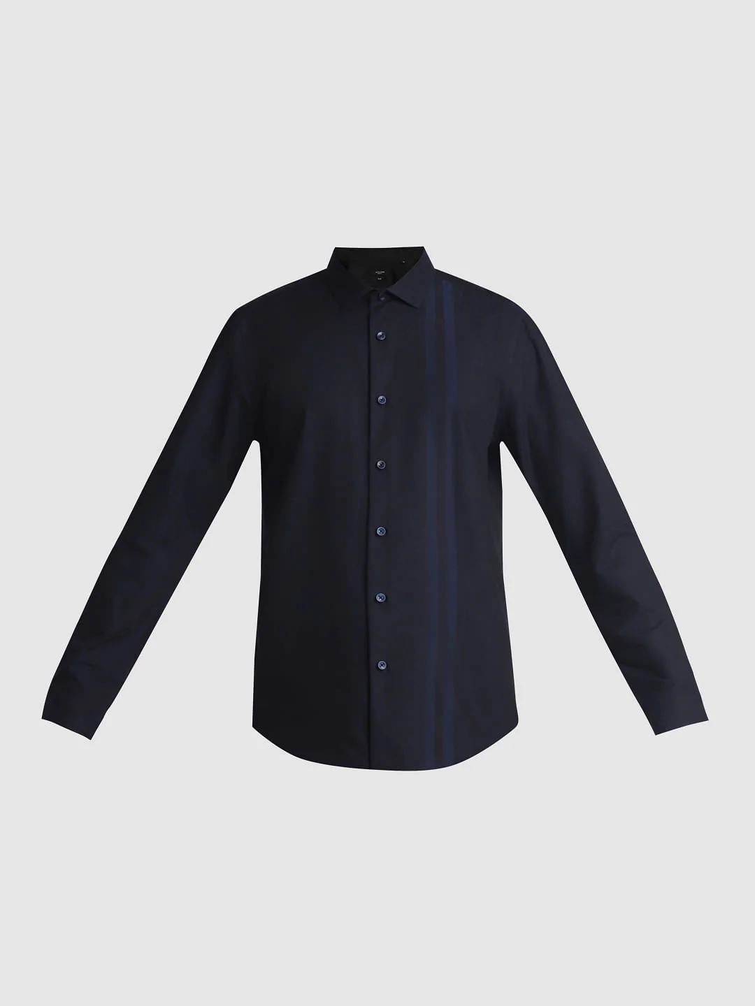 Navy Blue Dobby Full Sleeves Shirt - Image 7