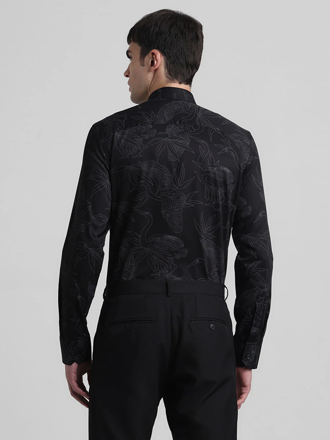 Black Abstract Print Full Sleeves Shirt - Image 4