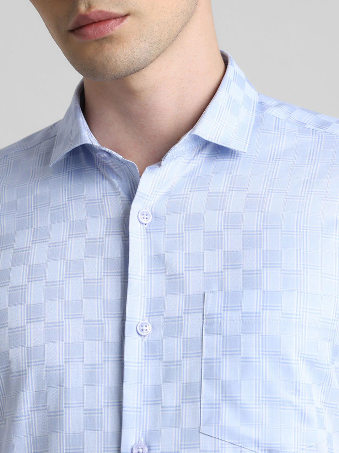 Blue Dobby Full Sleeves Shirt - Image 5
