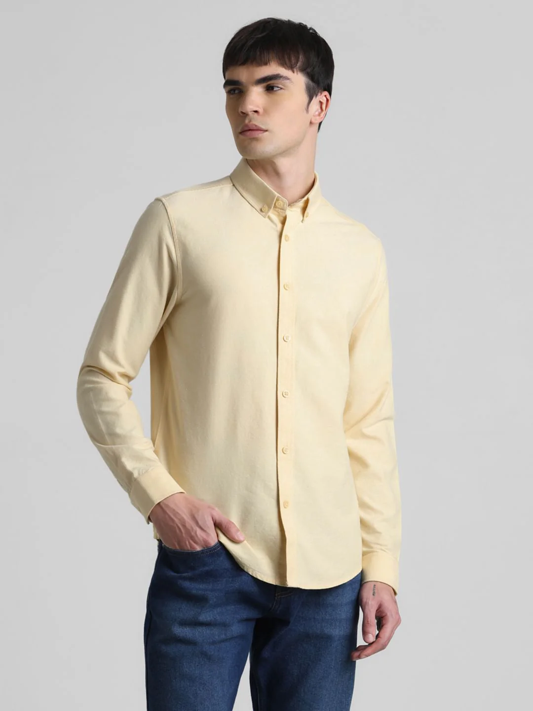Yellow Oxford Full Sleeves Shirt - Image 2