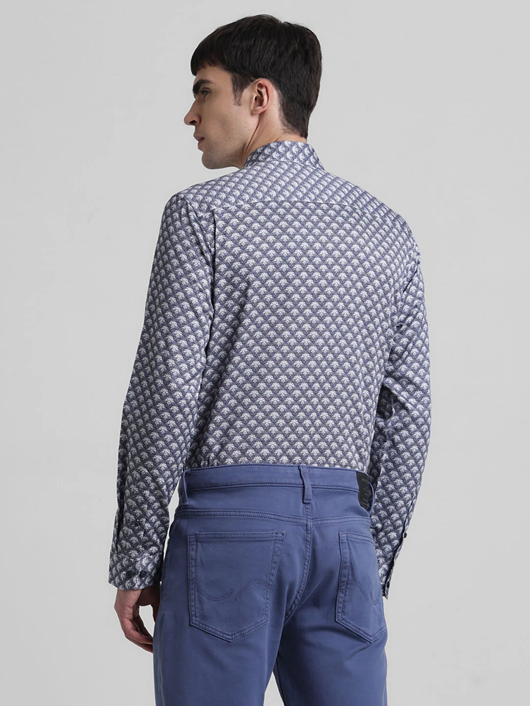 Blue Printed Full Sleeves Shirt - Image 4