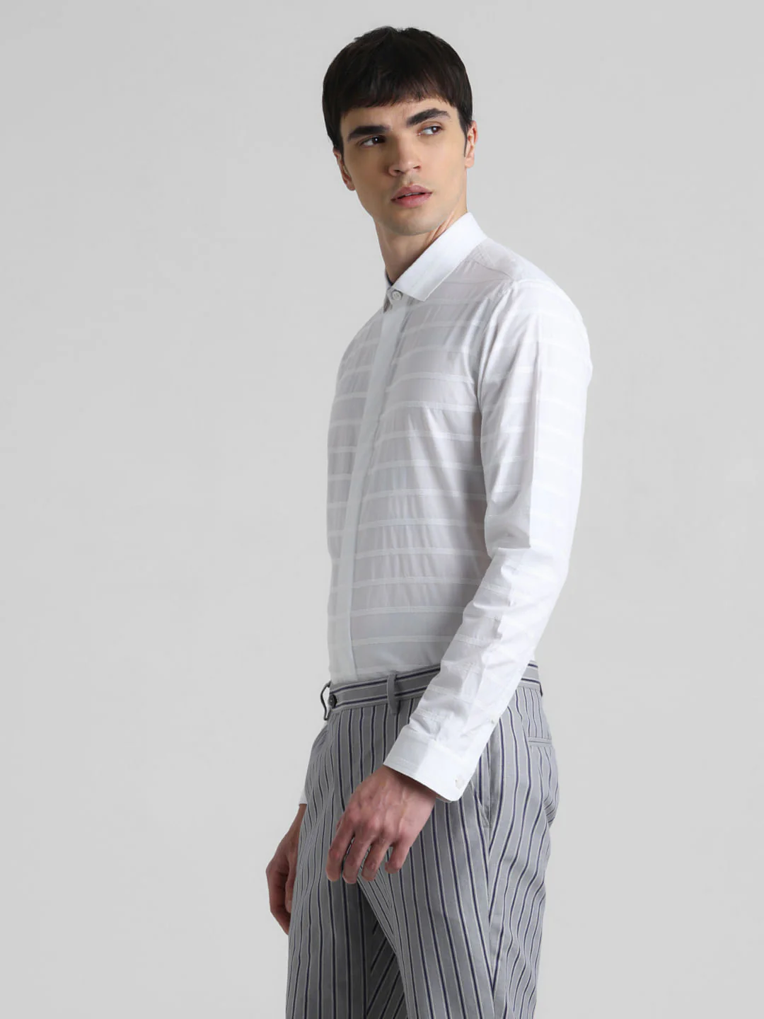 White Dobby Full Sleeves Shirt - Image 3