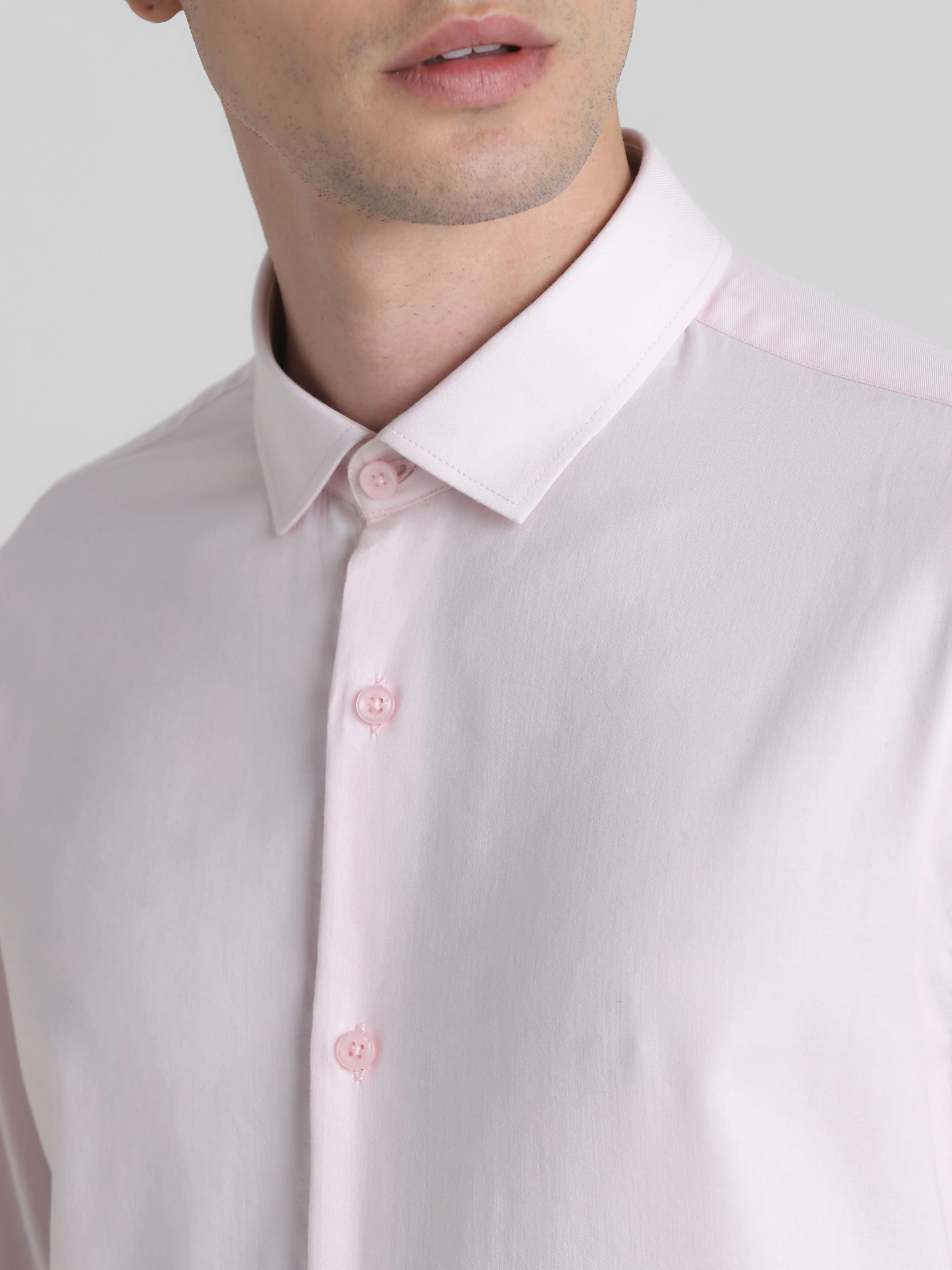 Light Pink Cotton Full Sleeves Shirt - Image 5