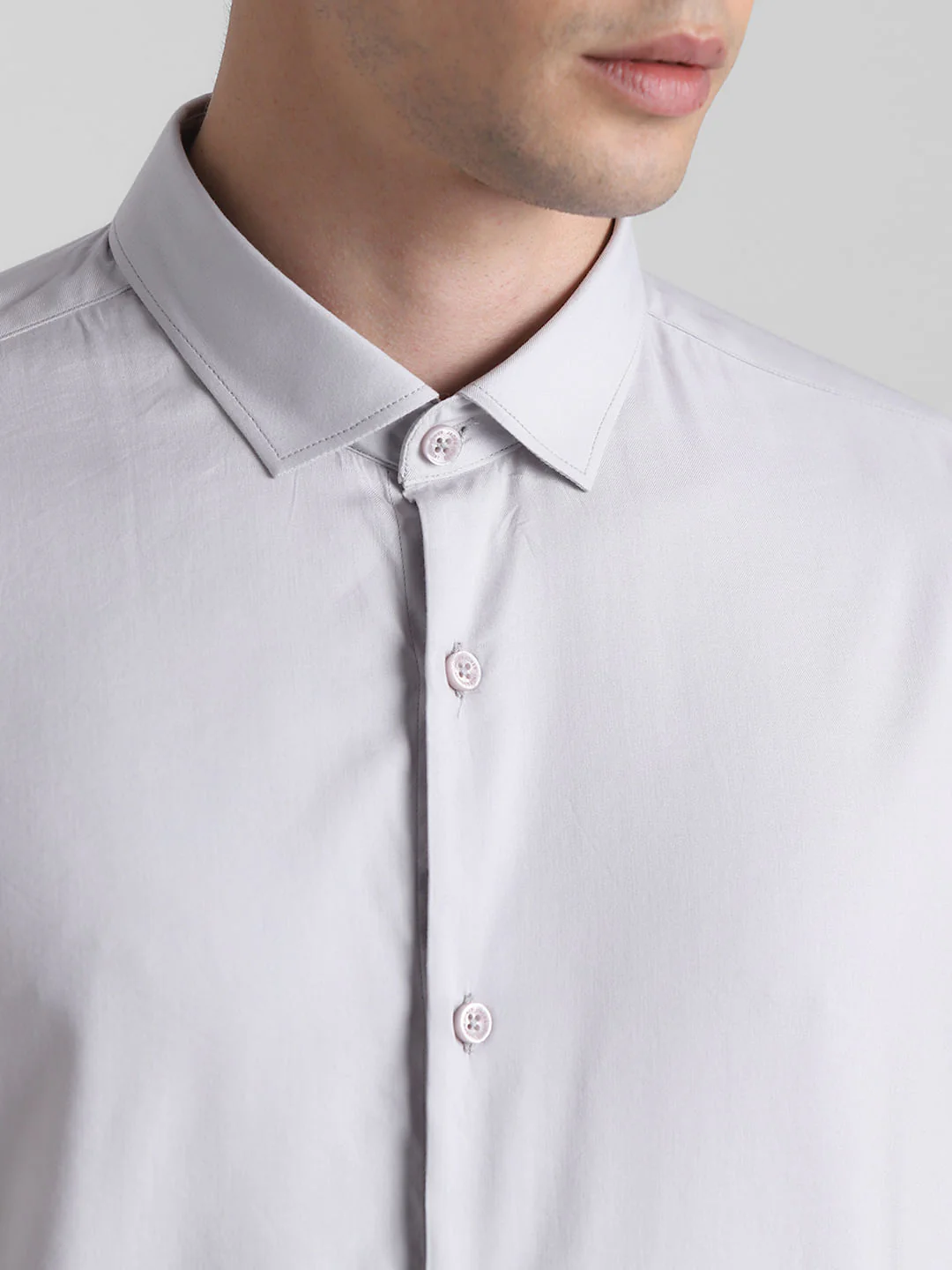 Light Grey Cotton Full Sleeves Shirt - Image 5