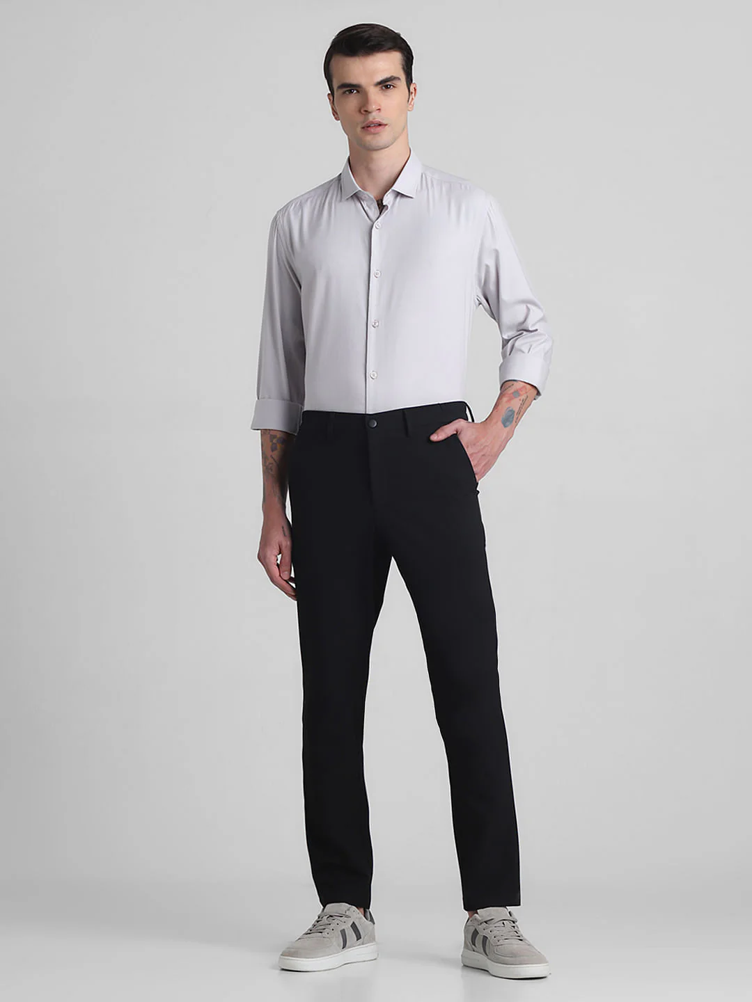 Light Grey Cotton Full Sleeves Shirt - Image 6