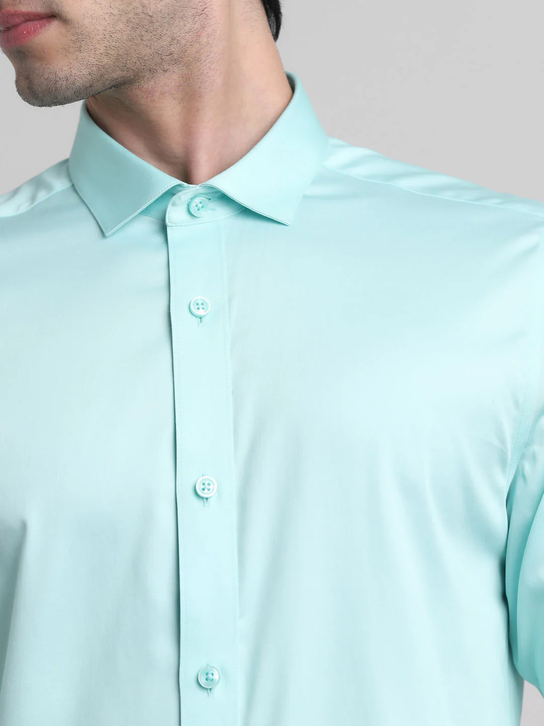 Green Satin Weave Full Sleeves Shirt - Image 5