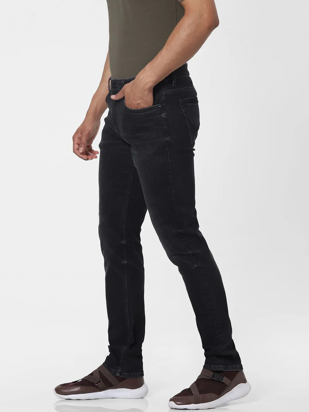Black Low Rise Glenn Slim Fit Jeans - Image 3