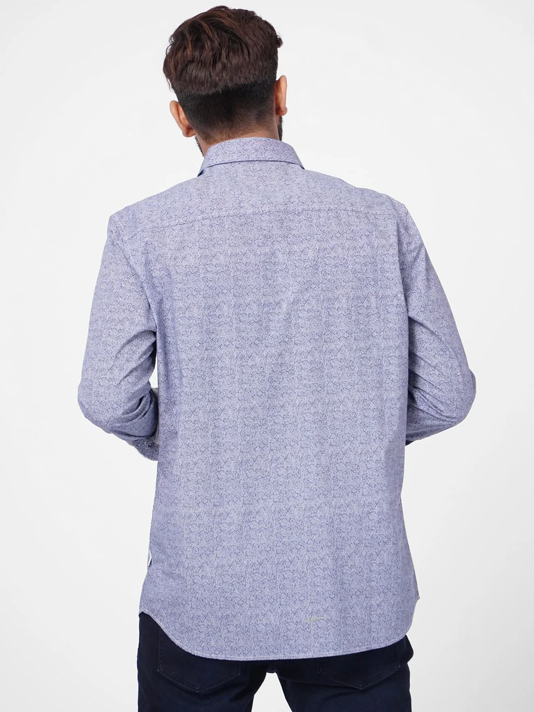 Blue Printed Full Sleeves Shirt - Image 4