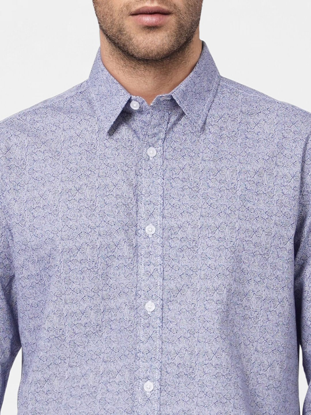 Blue Printed Full Sleeves Shirt - Image 5