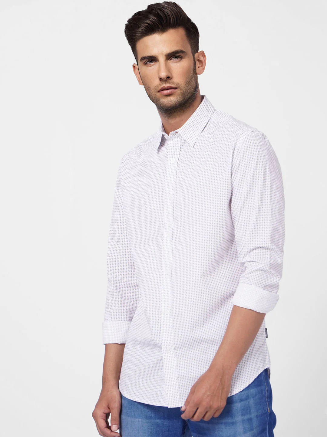 White Printed Full Sleeves Shirt - Image 2
