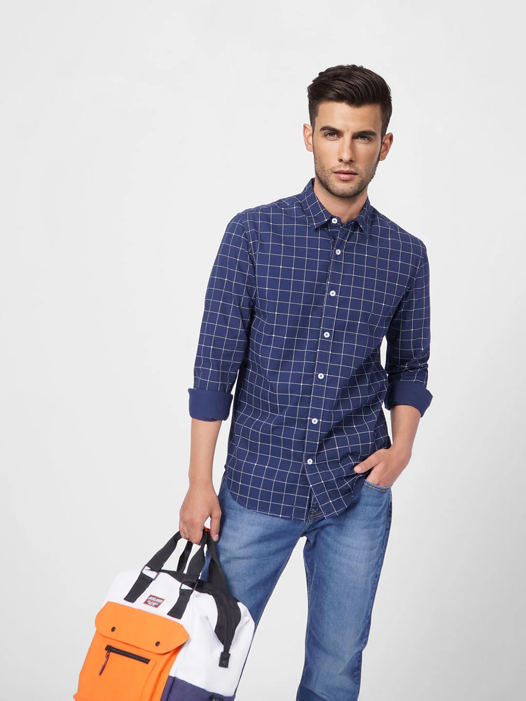 Blue Check Print Full Sleeves Shirt