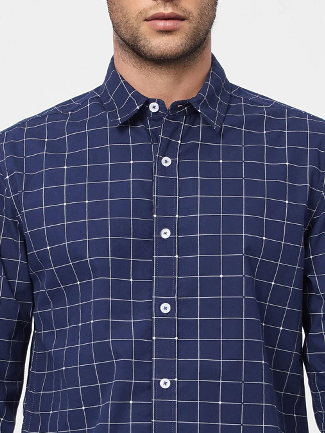 Blue Check Print Full Sleeves Shirt - Image 5